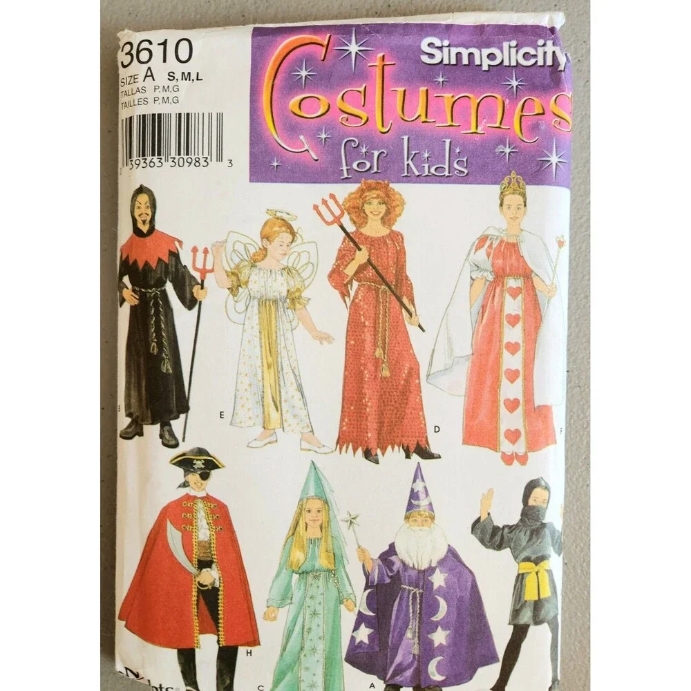 Simplicity Sewing Pattern Costumes For Kids Pirate Ninja Vizard Princess Uncut